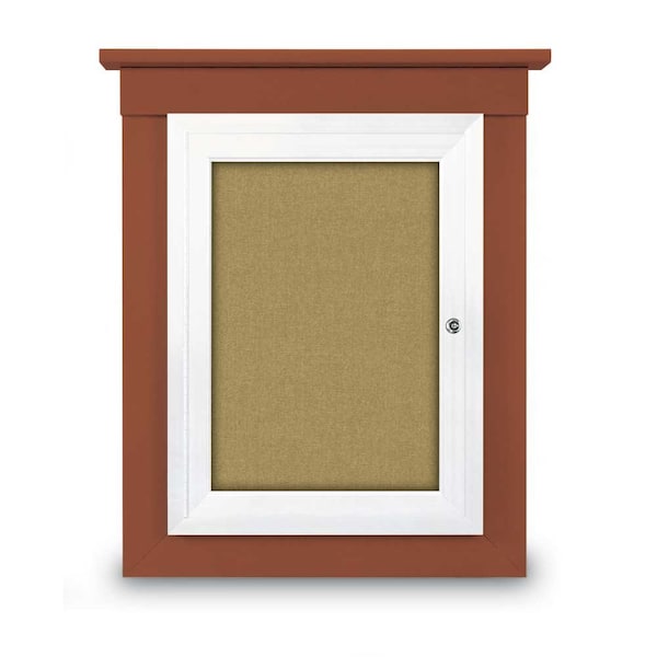 42"x32" 2-Door Enclosed Letterboard, Header, Green Vinyl/Cherry